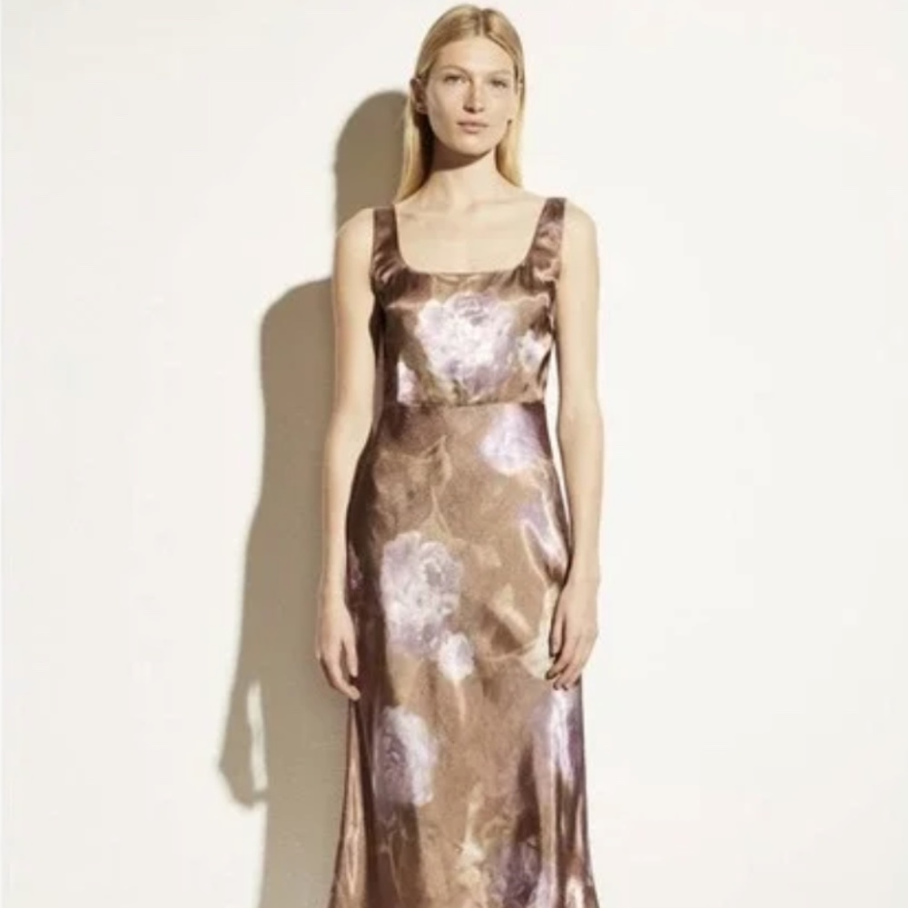 NWT VINCE Night Garden Square Neck Slip Maxi Dress SZ:6